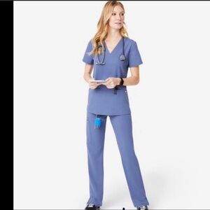 Figs Kade Cargo Scrub Pants & Catarina Scrub Top Set in Limited Edition Blue Sky